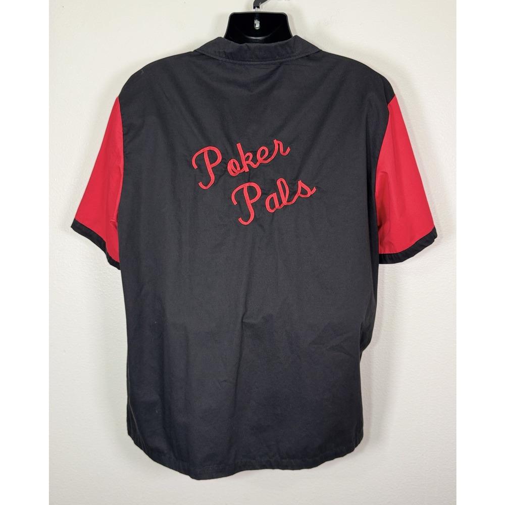 Hilton Bowling Shirt Mens XL Short Sleeve Retro Poker Pals Red Black Casino